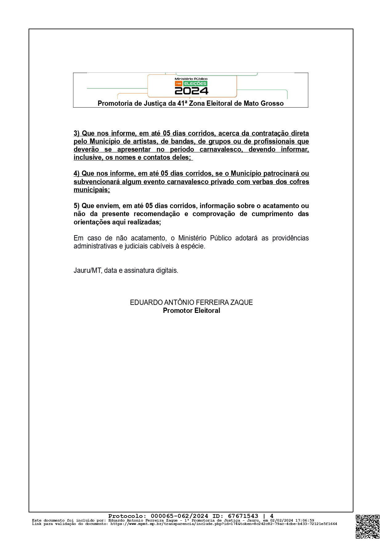 4 MP RECOMENDAÇÃO ELEITORAL AGENTES PUBLICOS MUNICÍPIO DE JAURU page 0004